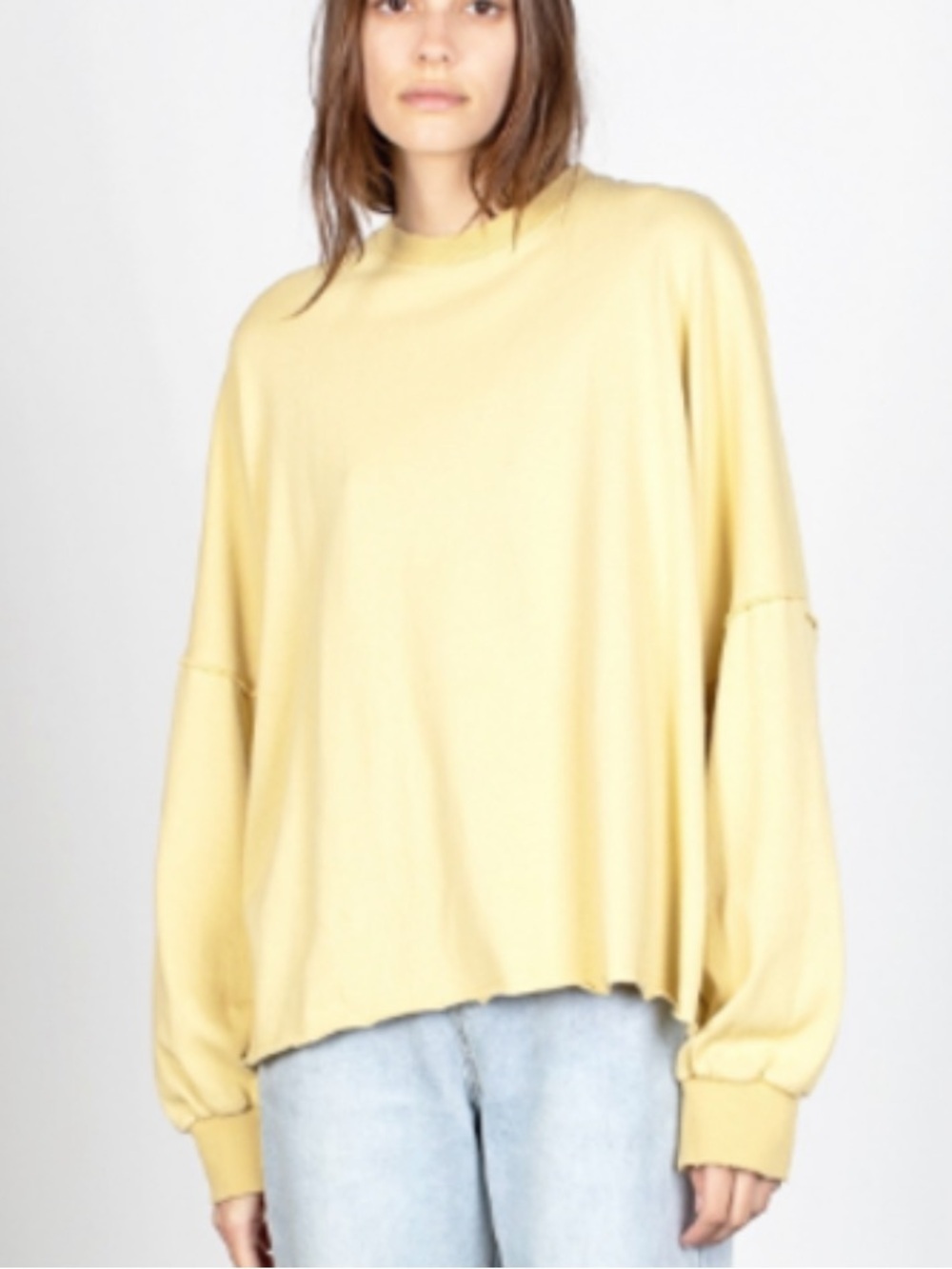 Mod Ref Oversized Crewneck Sweatshirt in Pale Yellow